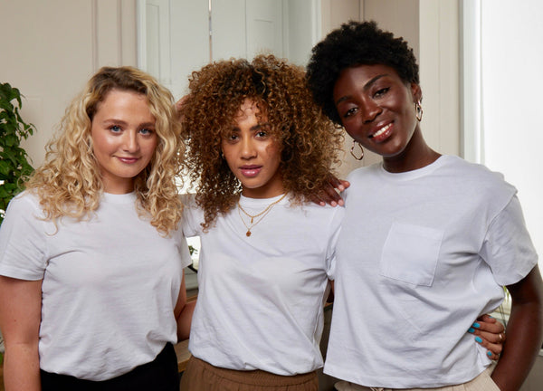 Woman with different types of hair textures