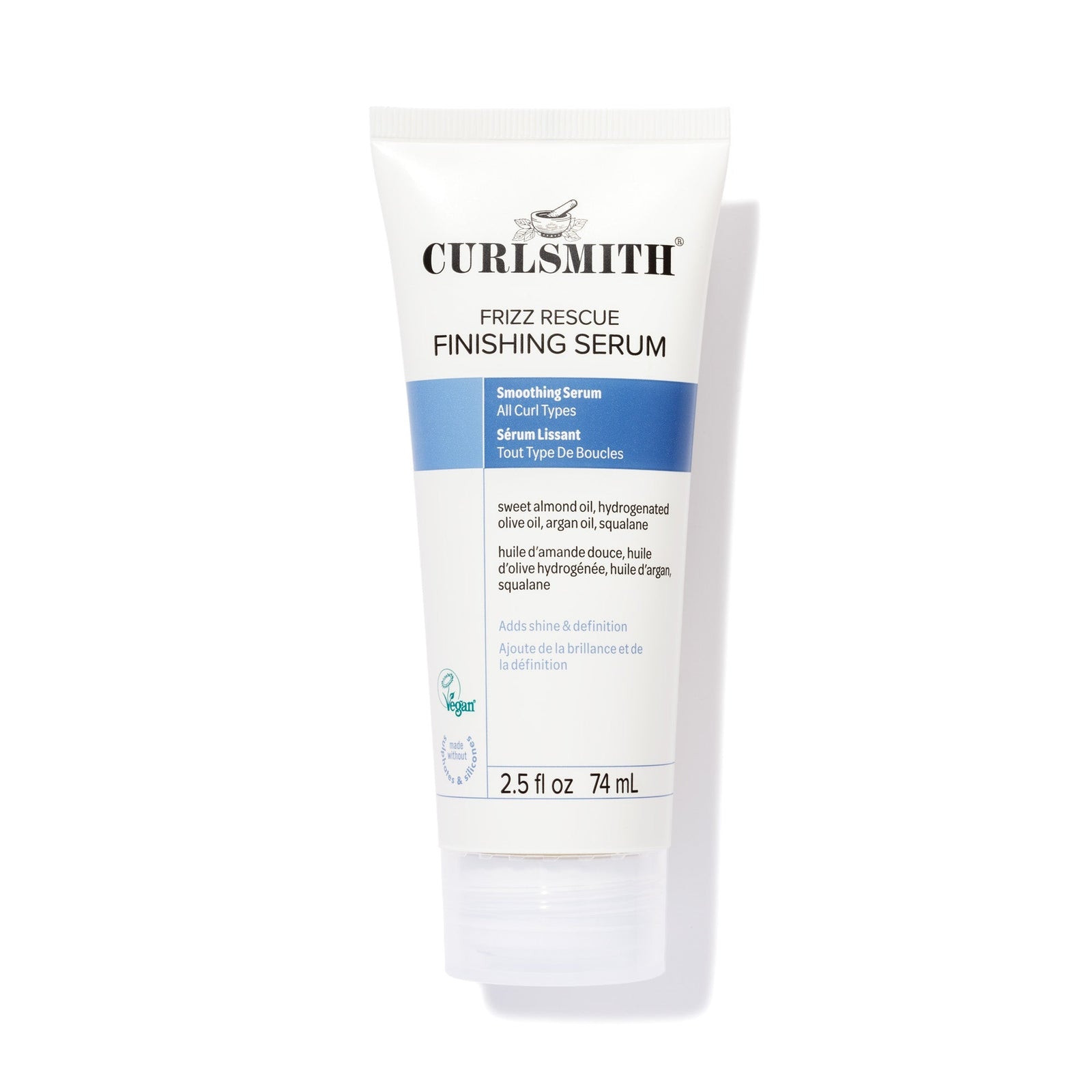Curlsmith Frizz Rescue Finishing Serum bottle on a white background